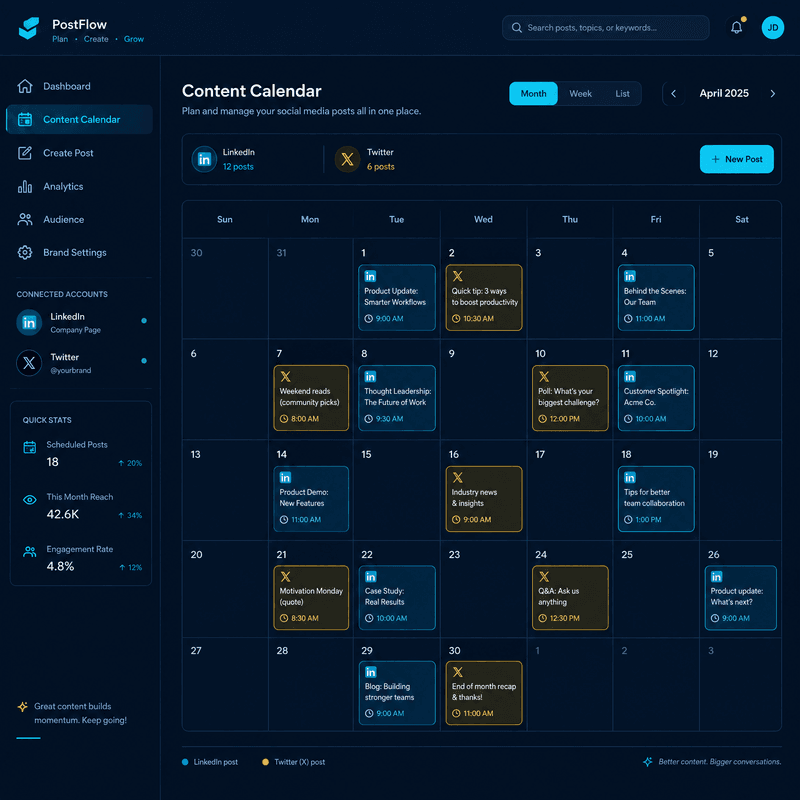 Signal Publishing Calendar — Schedule across platforms